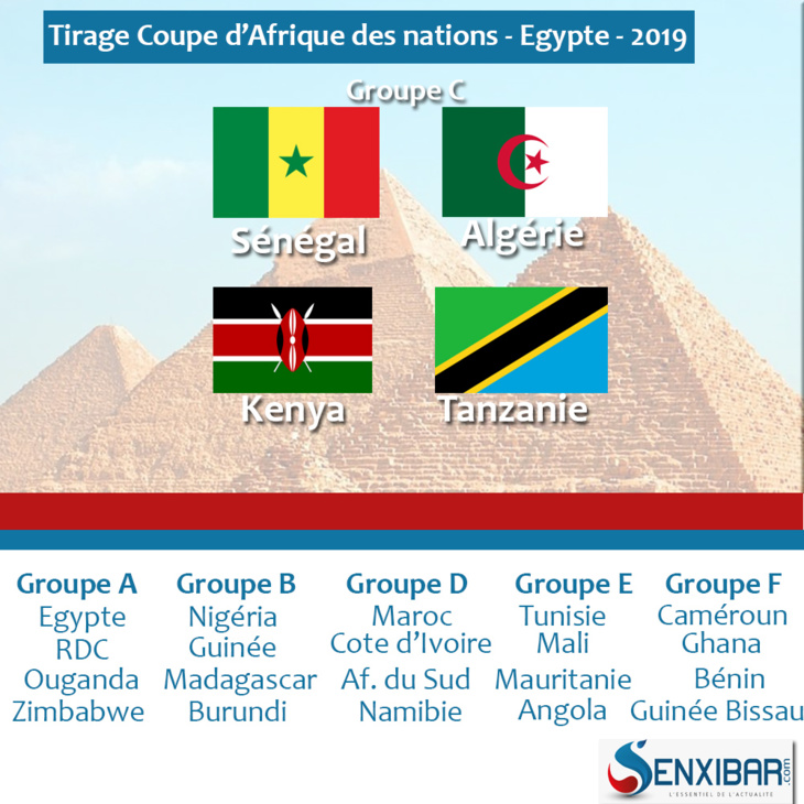 CAN 2019: Le Sénégal hérite de l'Algérie, du Kenya et de la Tanzanie