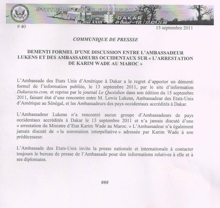 ARRESTATION DE KARIM AU MAROC : l’ambassade des Usa dément avoir confirmé l’info