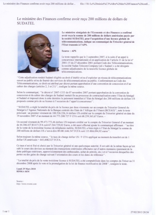 [Documents] Affaire Thierno Ousmane: Sa défense assise sur du béton