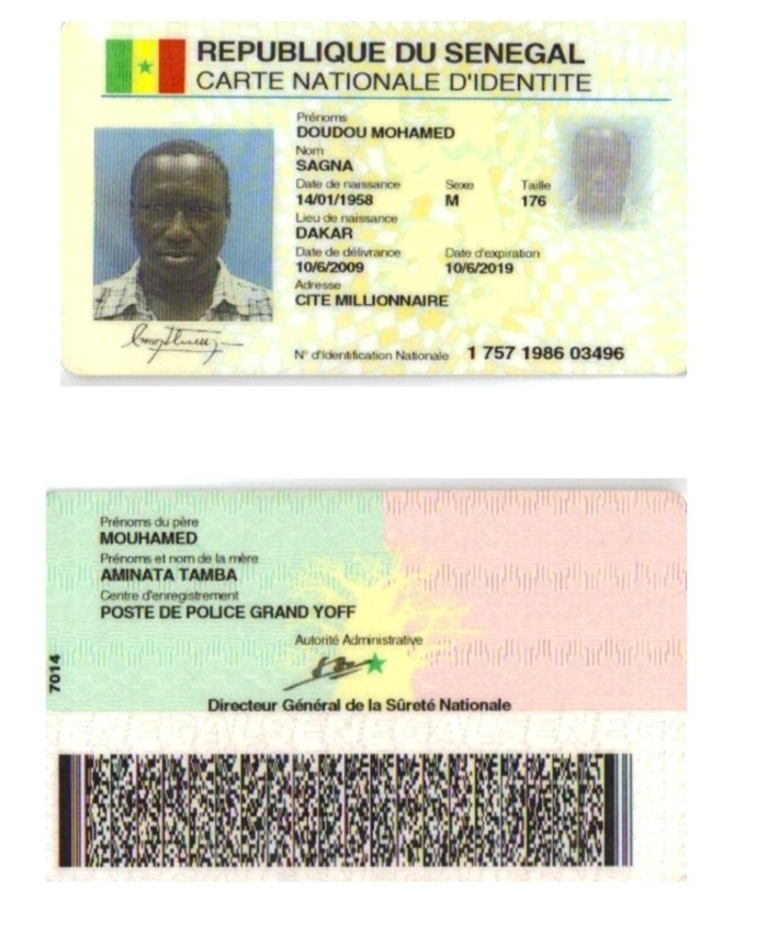 Voici le certificat de nationalité sénégalaise de Kukoi Samba Sanyang