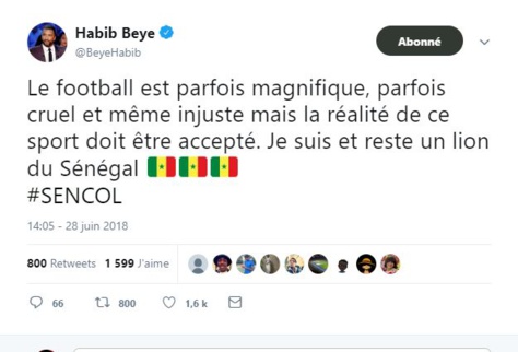 Habib Bèye sur l'élimination des lions: "Le football est parfois cruel et même injuste. Je suis et reste un lion du Sénégal"