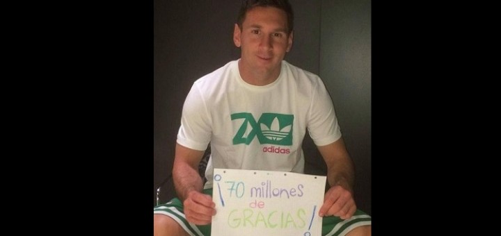 Lionel Messi remercie ses fans après avoir atteint 70 millions de « j’aime » pour sa page!!: photo