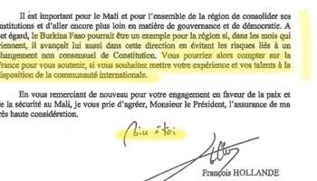 Exclusif: La lettre de François Hollande qui mettait en garde Blaise Compaoré